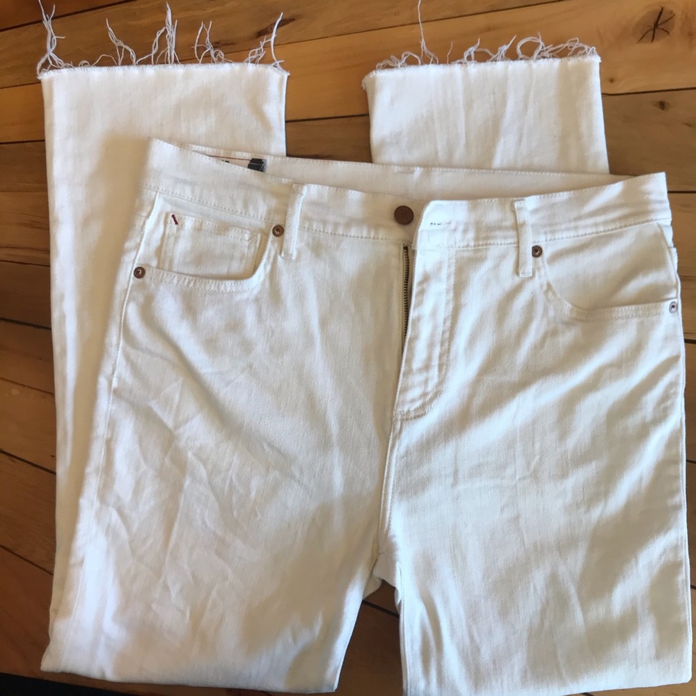 Marine Layer Crop Flare White Denim Jeans 30 - Picture 3 of 6